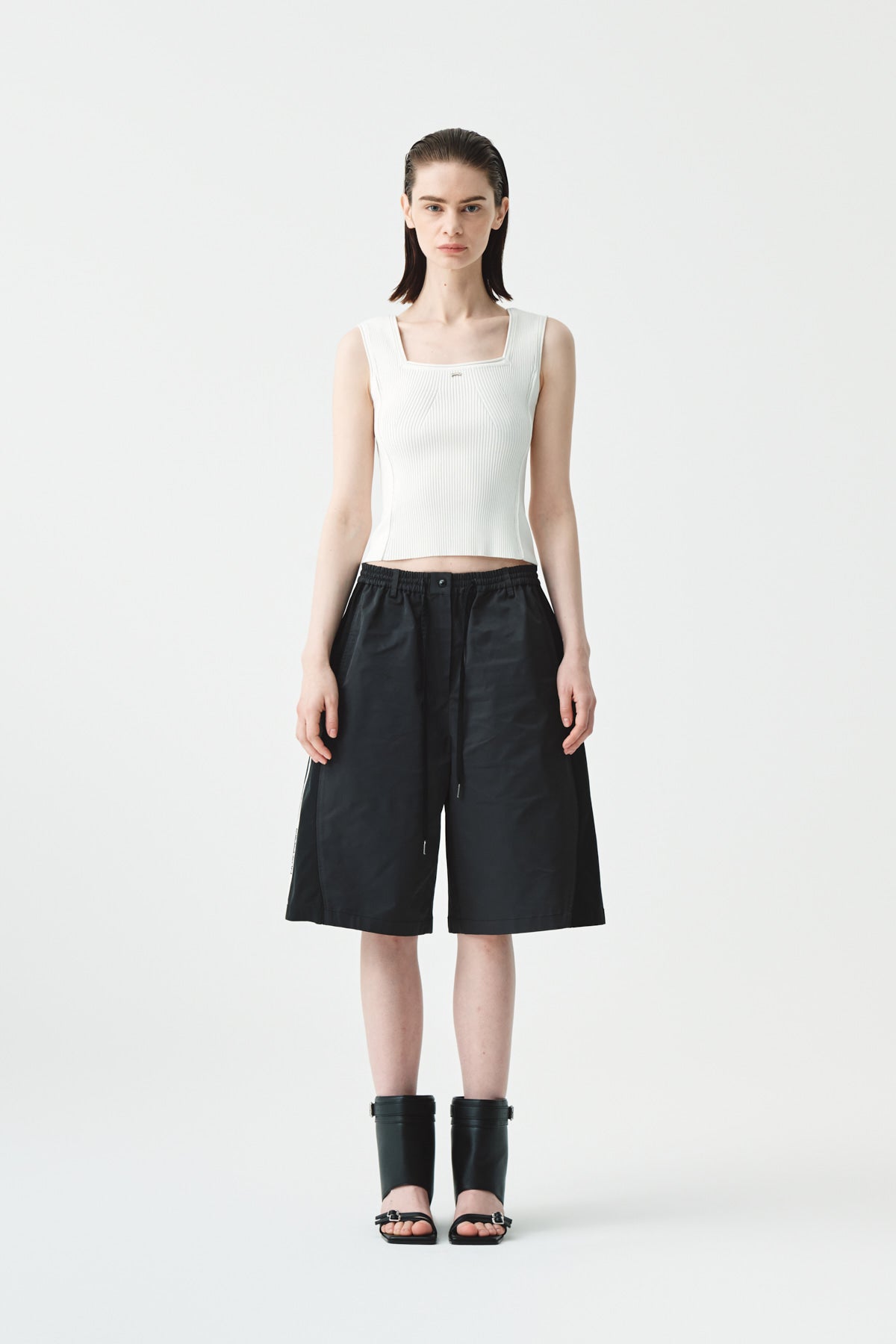 Matinkim Matin Kim Banding Sporty Bermuda Pants IN Charcoal
