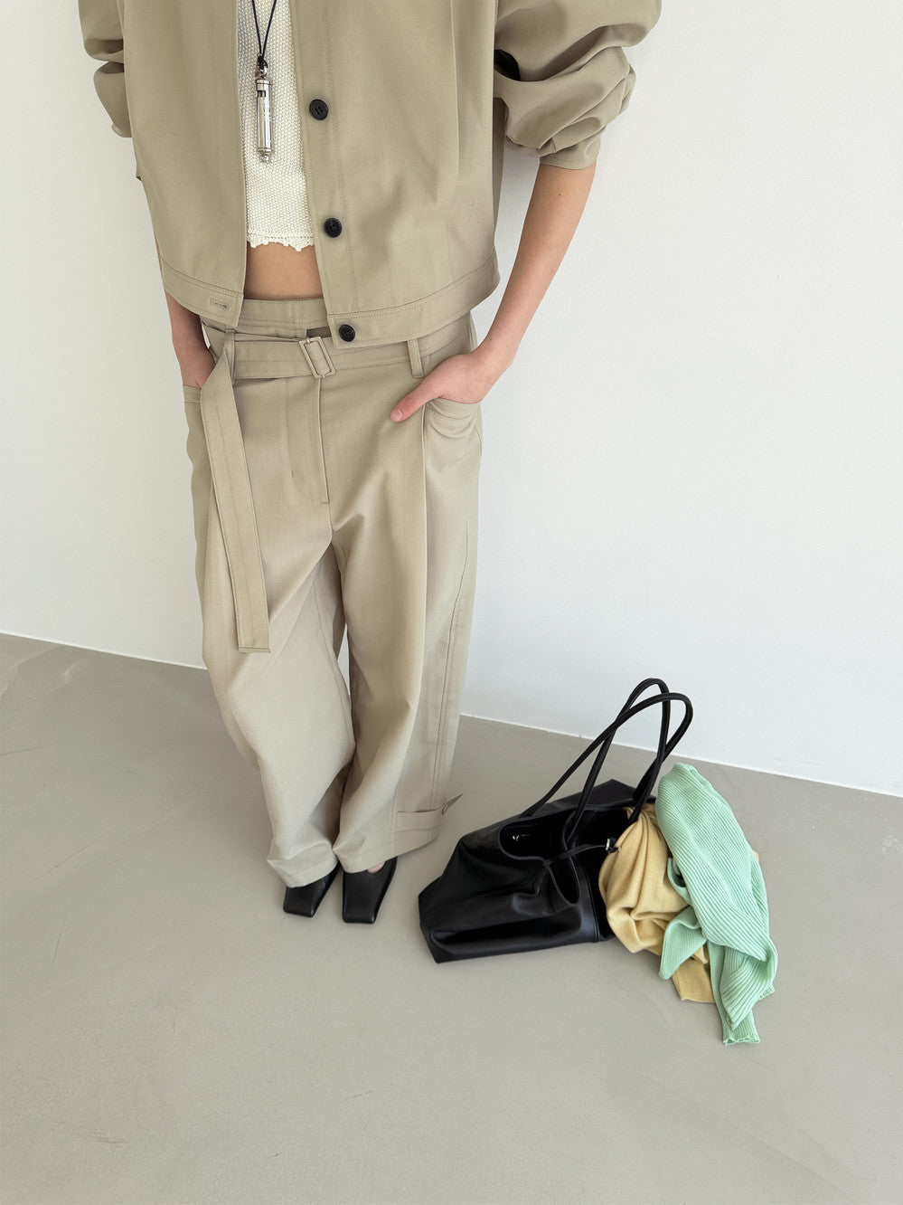 Low Classic Double Waist Trousers Beige