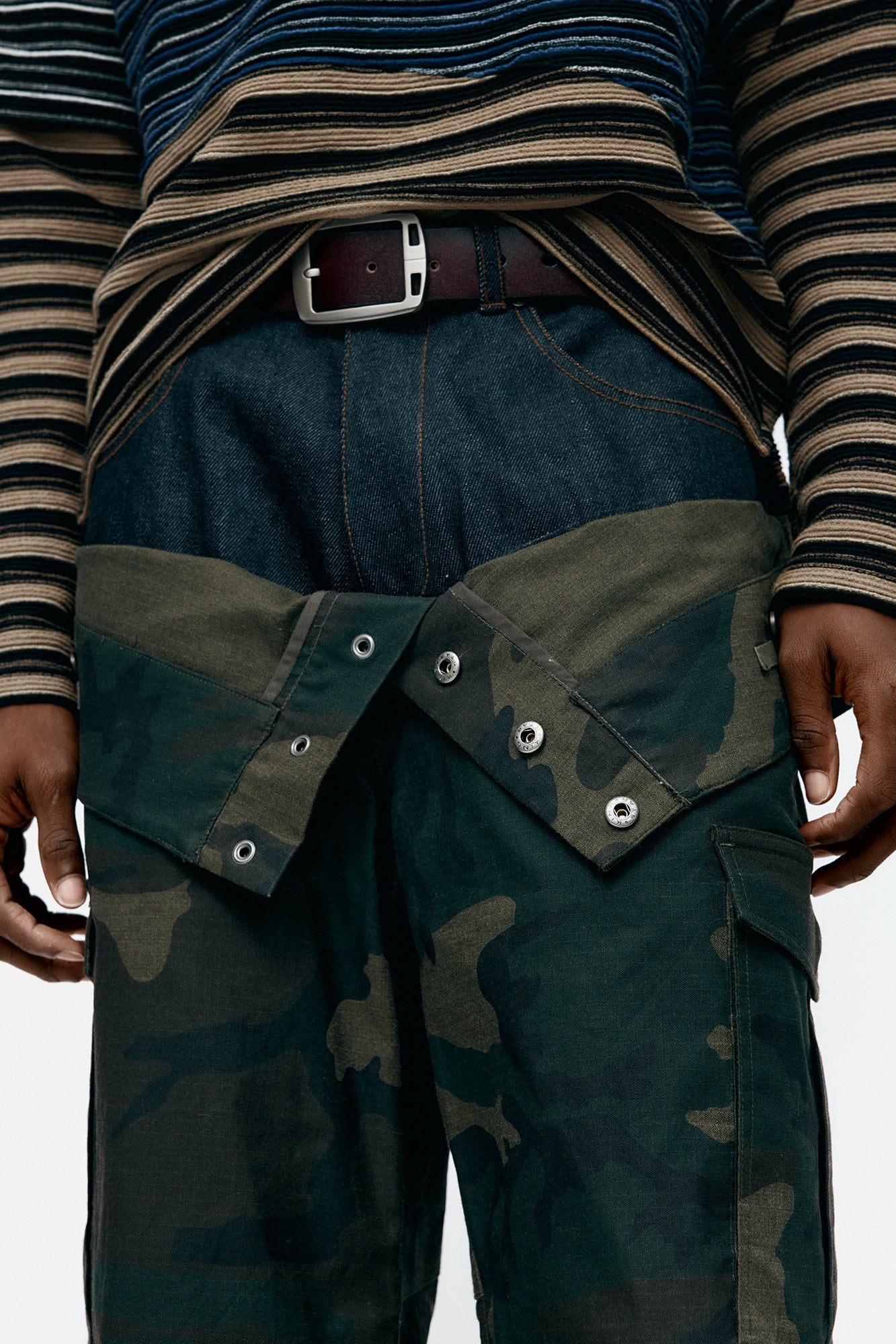 Andersson Bell Unisex Camouflage Double Waist Work Wide-Leg Jeans