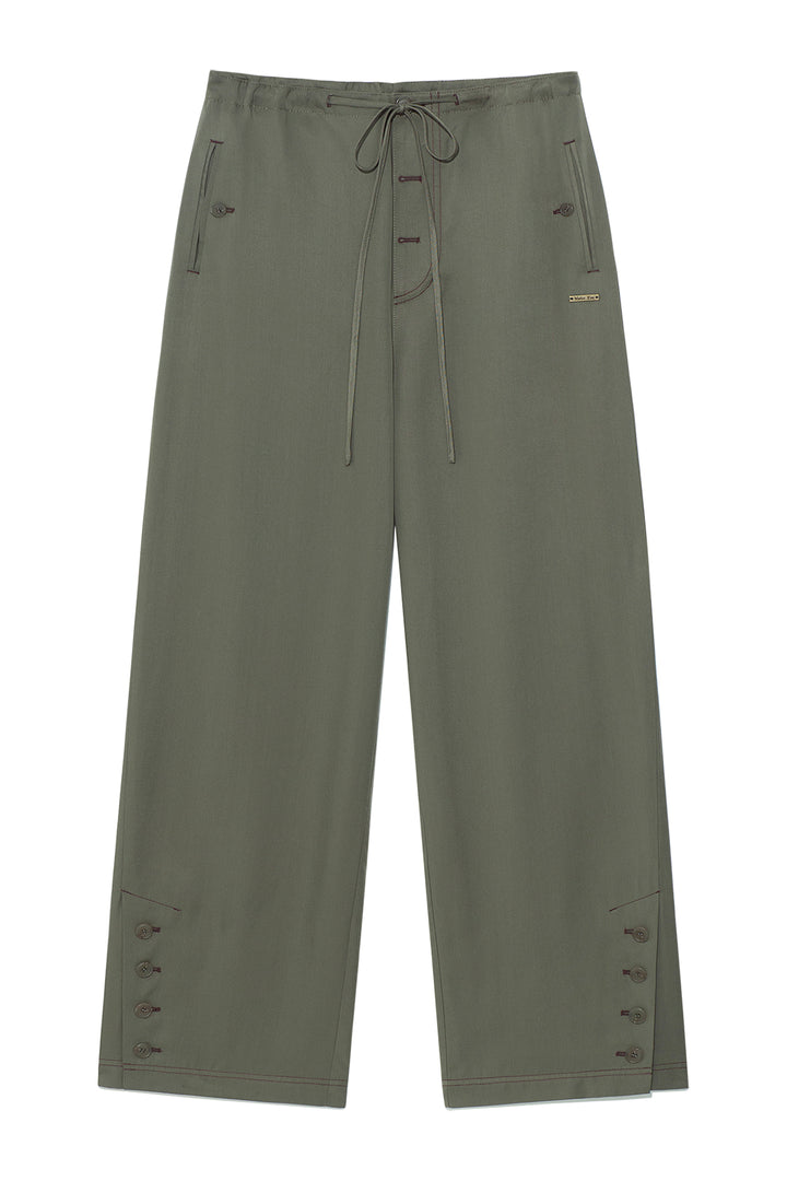 Matinkim Button Point String Wide Pants IN Khaki