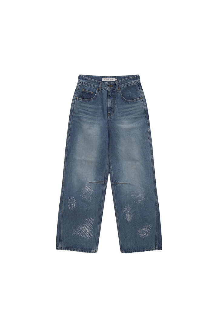 Matinkim Foil Detail Denim Baggy Pants IN Blue
