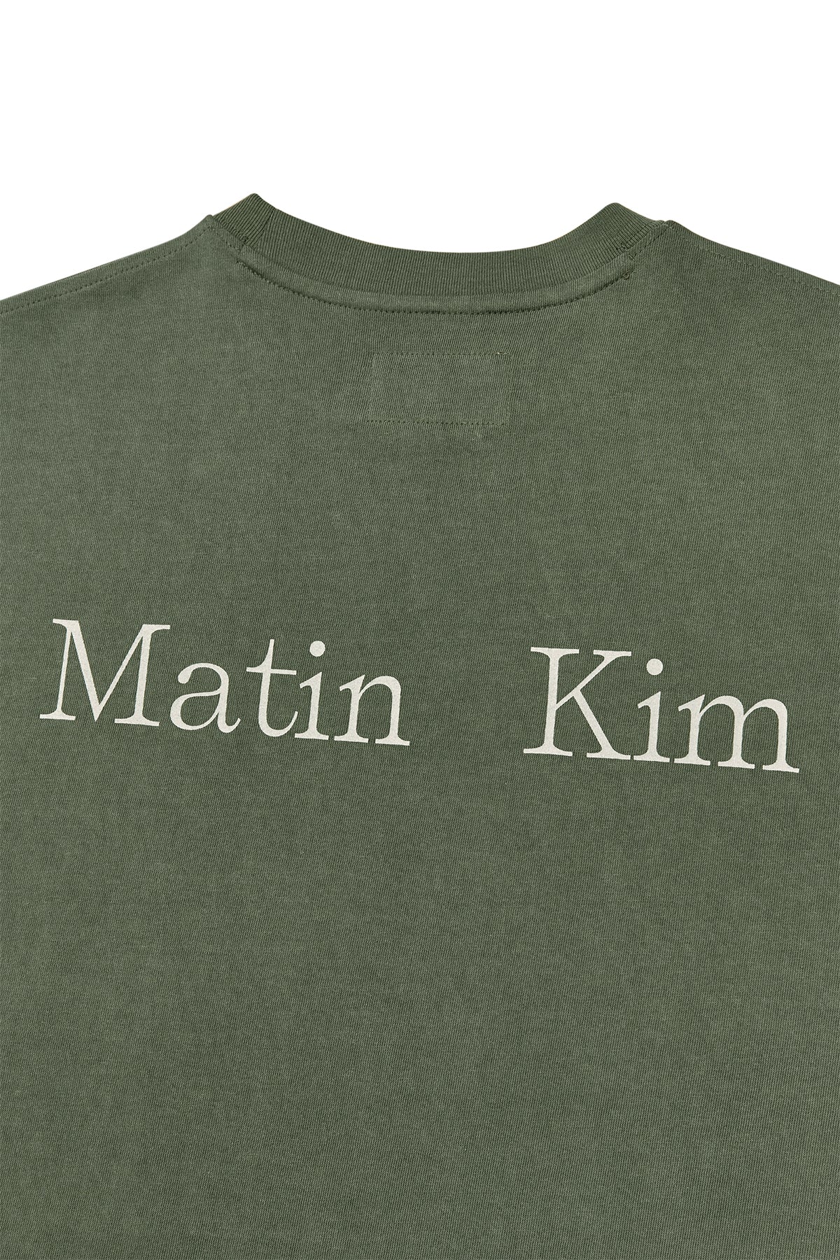 [matinkim] VINTAGE WASHED LOGO TOP FOR WOMEN IN KHAKI