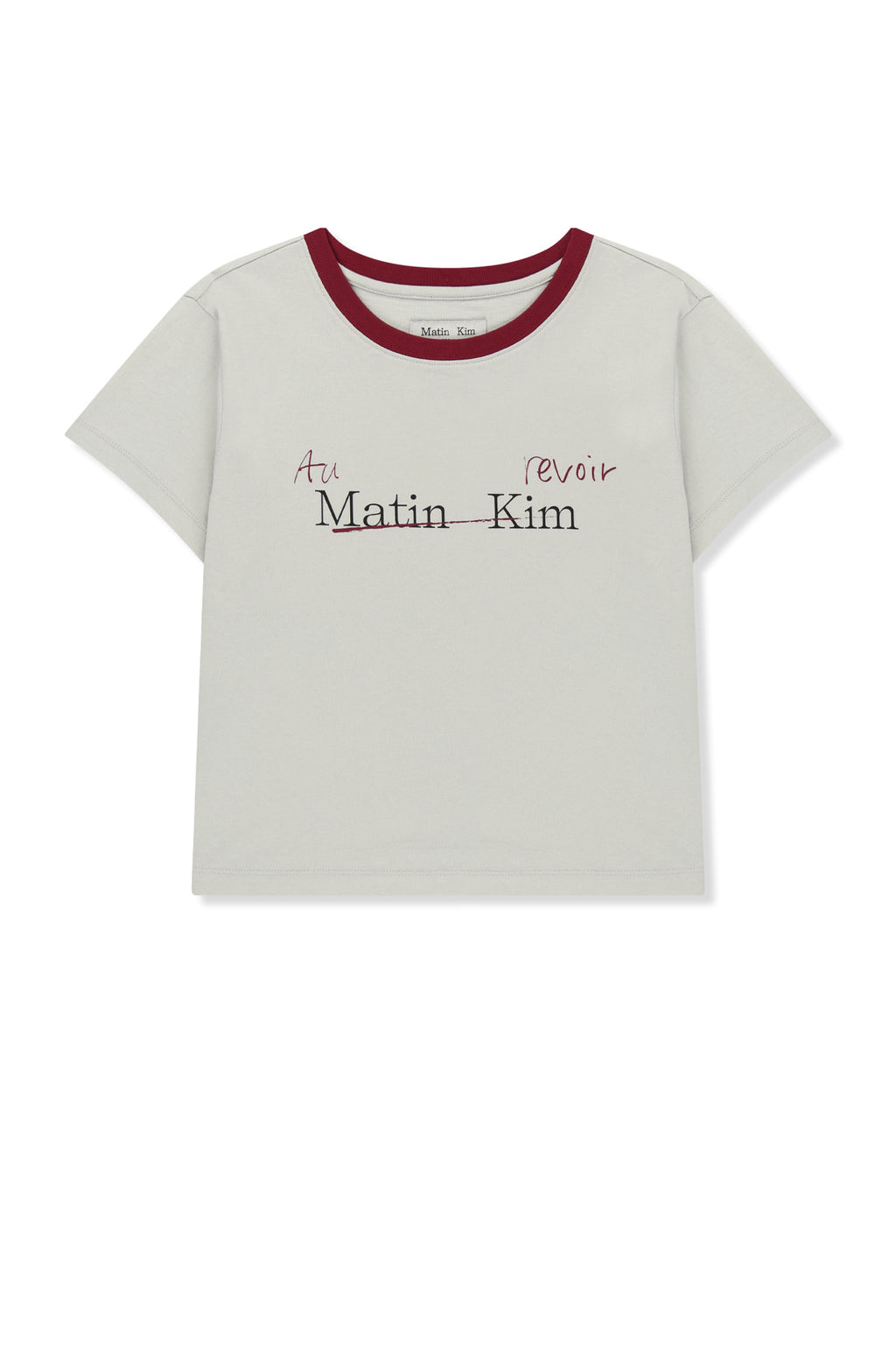 Matinkim Tonal Rib Logo Crop Top IN Grey