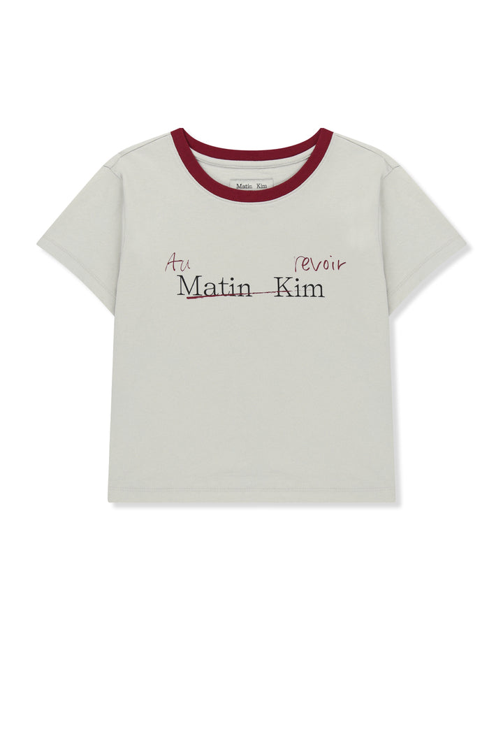 Matinkim Tonal Rib Logo Crop Top IN Grey
