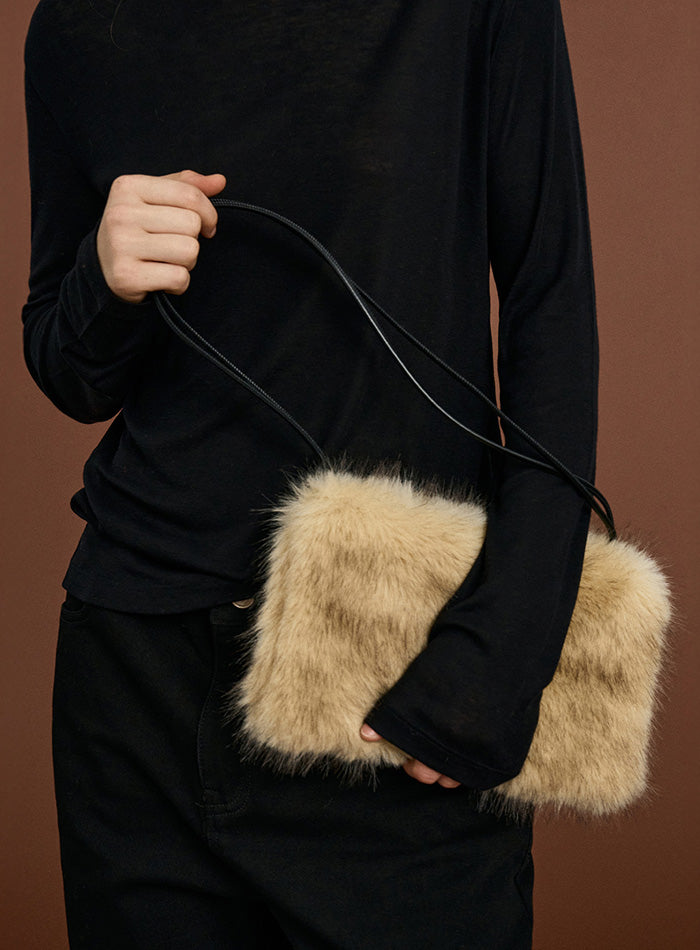 Mango Maniplease Nago Fur Bag Beige