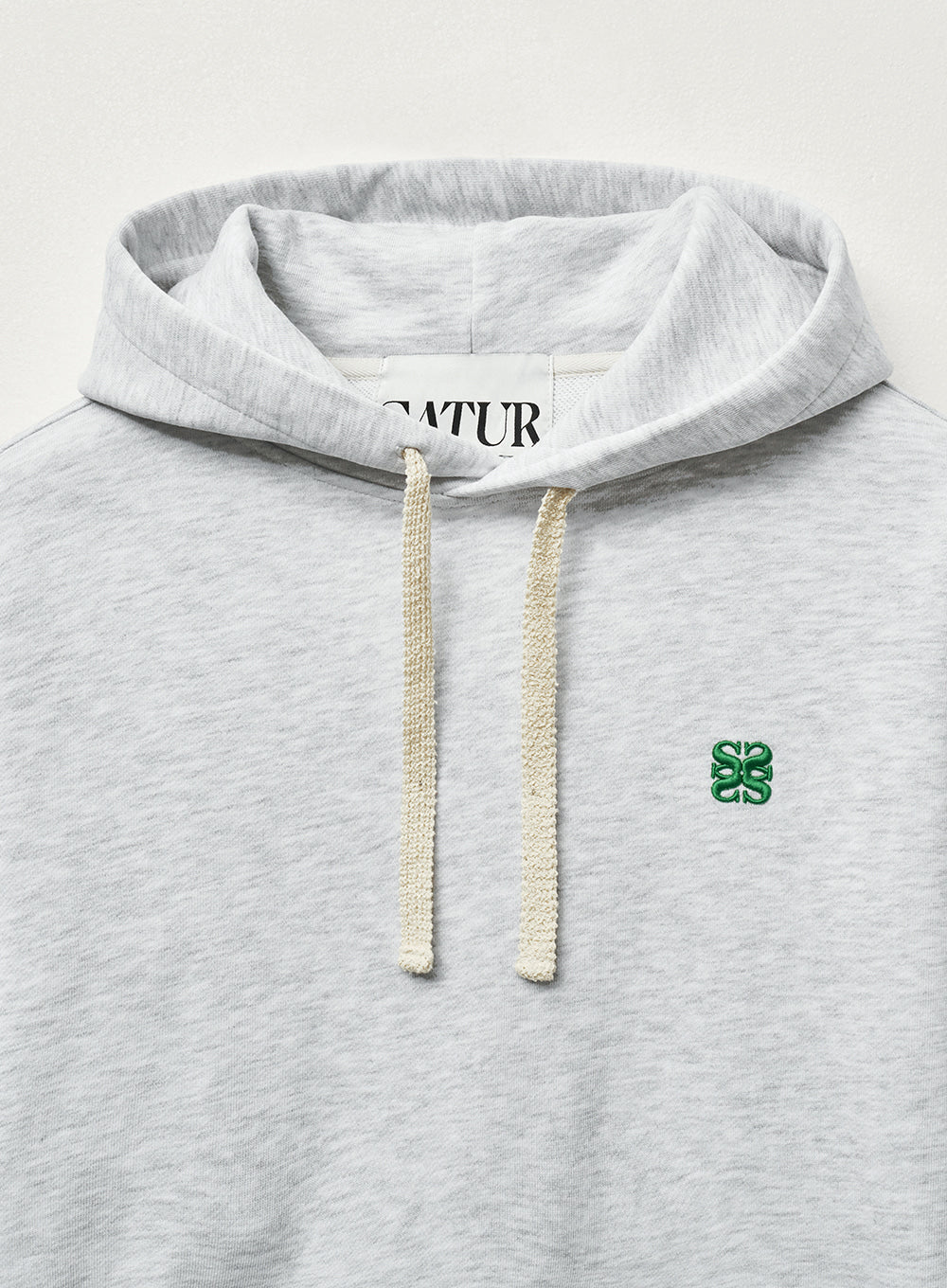 [satur] (W) Loren Small Logo Rivet Hoodie - Melange White