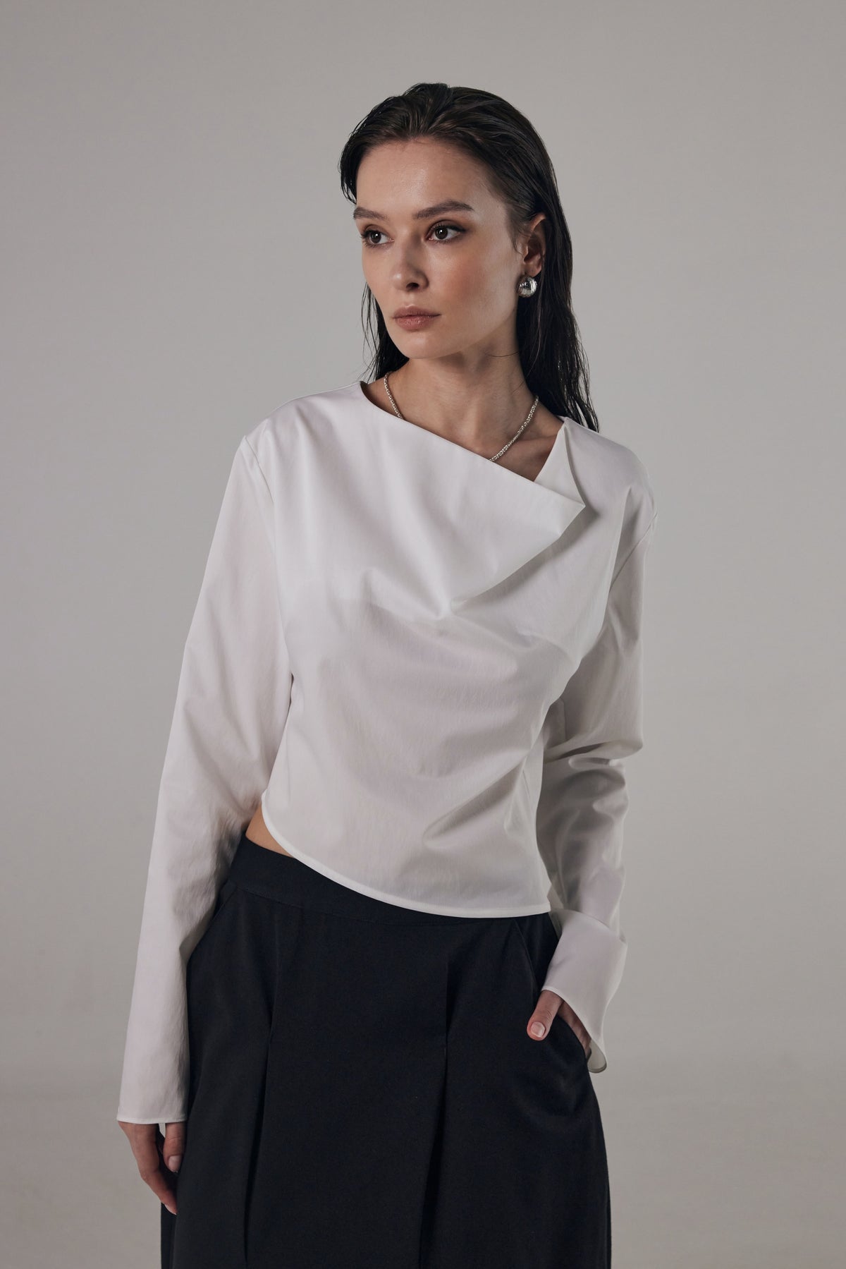 Treemingbird Cowl Blouse White