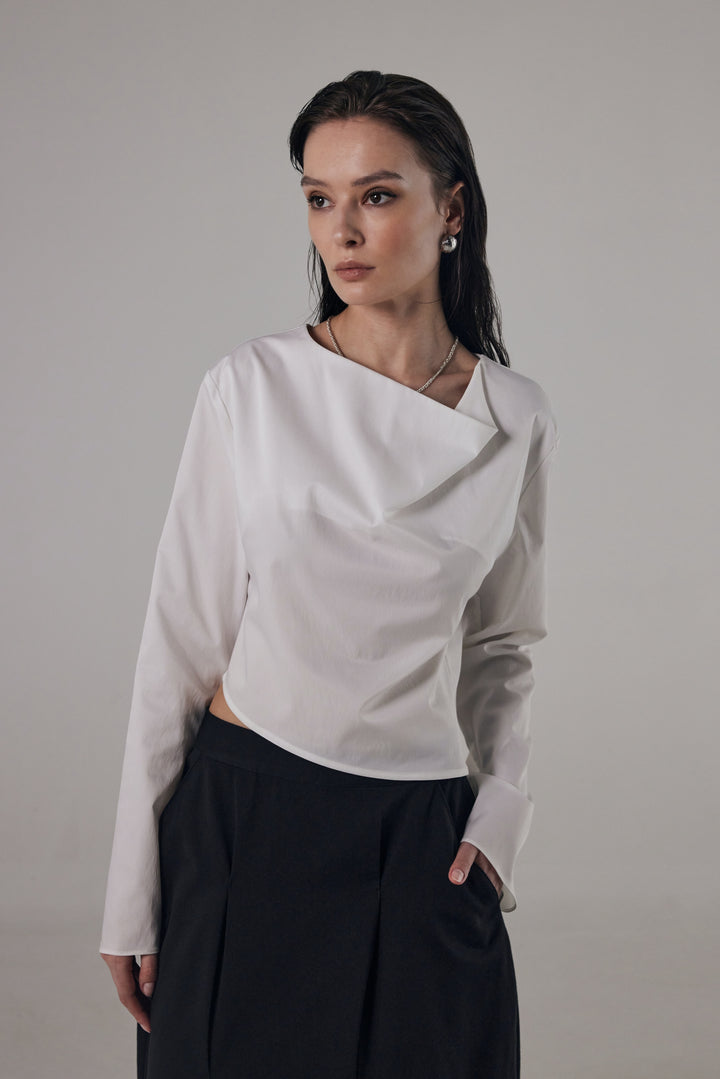 Treemingbird Cowl Blouse White