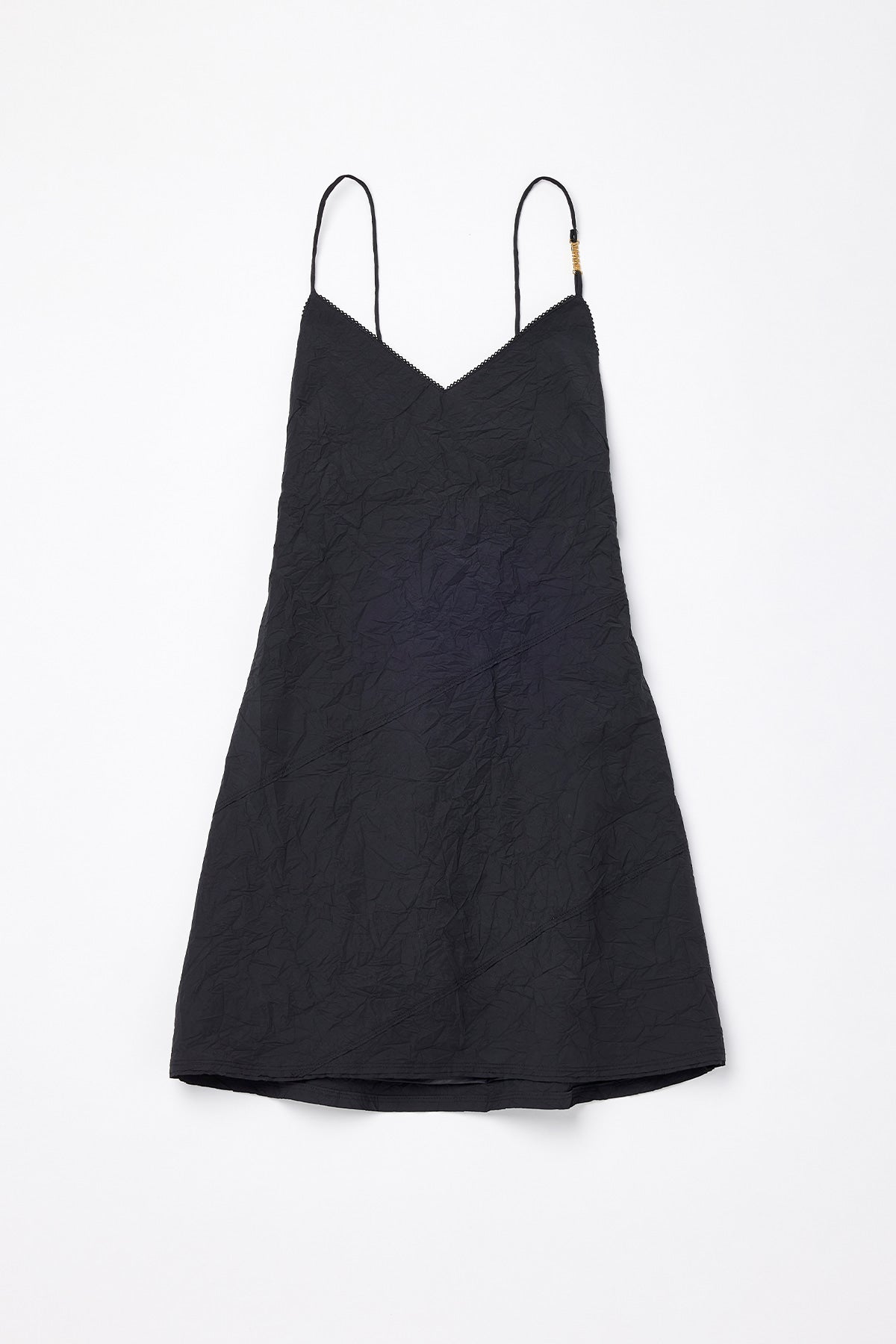Matinkim Matin Kim Logo Charm Point Crinkle Mini Dress IN Black