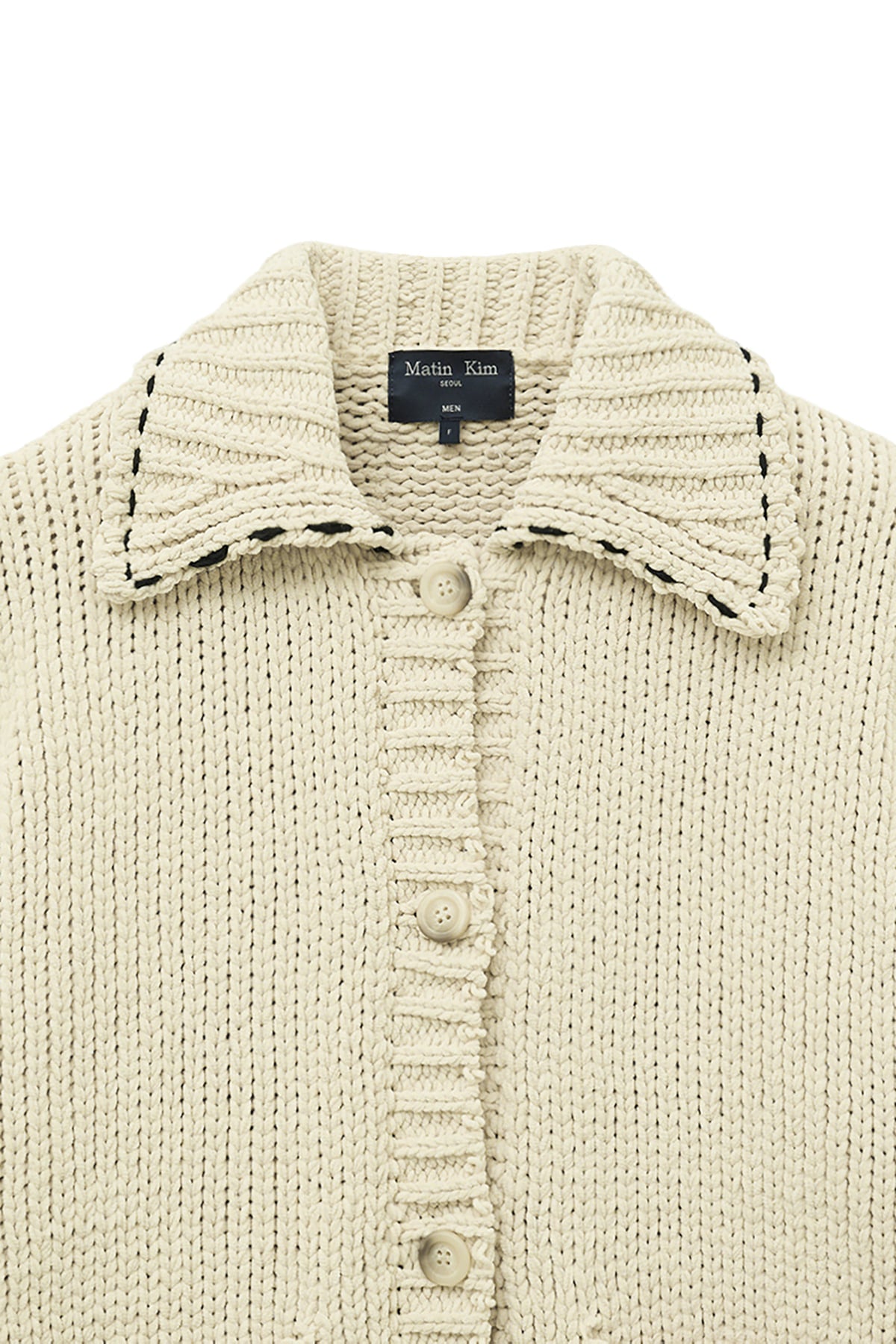[matinkim] HANDMADE COLLAR KNIT CARDIGAN FOR MEN IN BUTTER