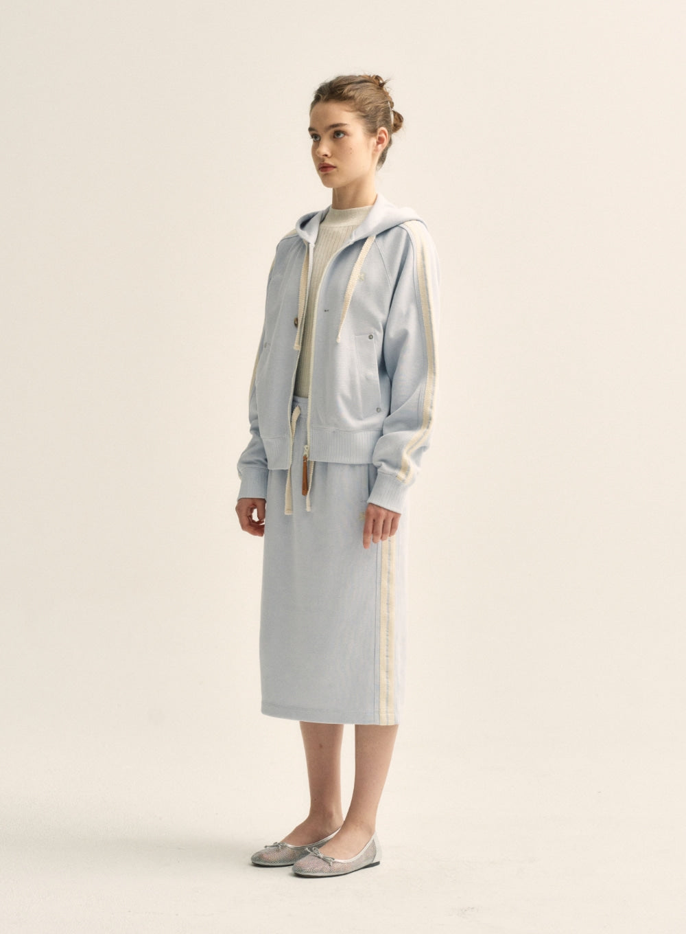 [satur] (W) Lawton Loose Fit Hood Zip-up - Sky Blue