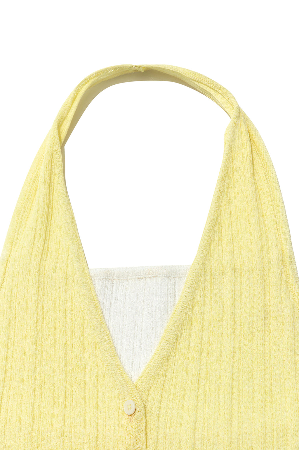 [matinkim] LAYERED BUTTON HALTER NECK TOP IN LIGHT YELLOW