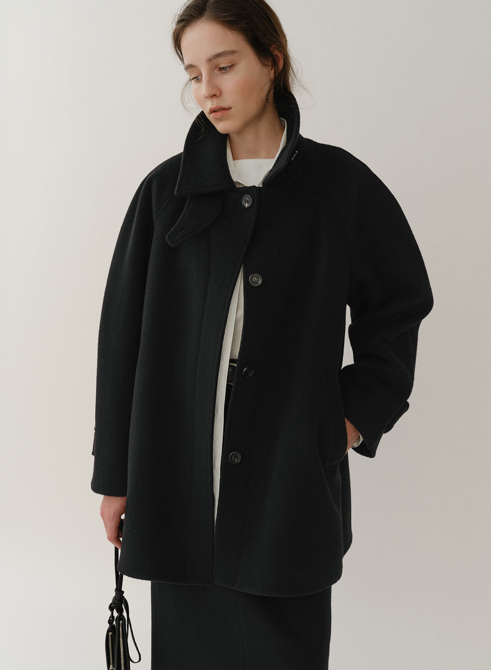 Kindersalmon Cassia Half Coat Black