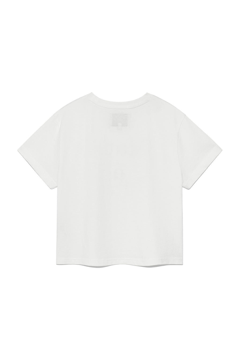 [matinkim] DUSTY TYPO GRAPHIC CROP TOP IN WHITE