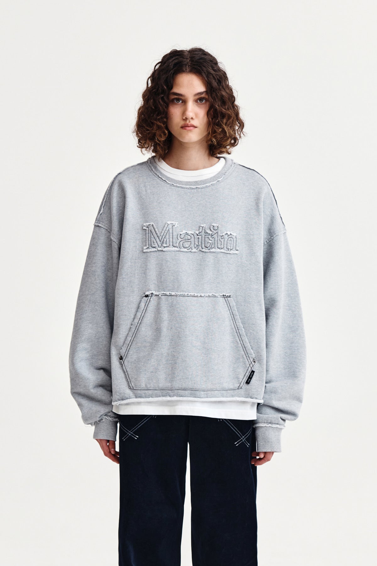 Matinkim Raw Cut Applique Sweatshirt IN Grey