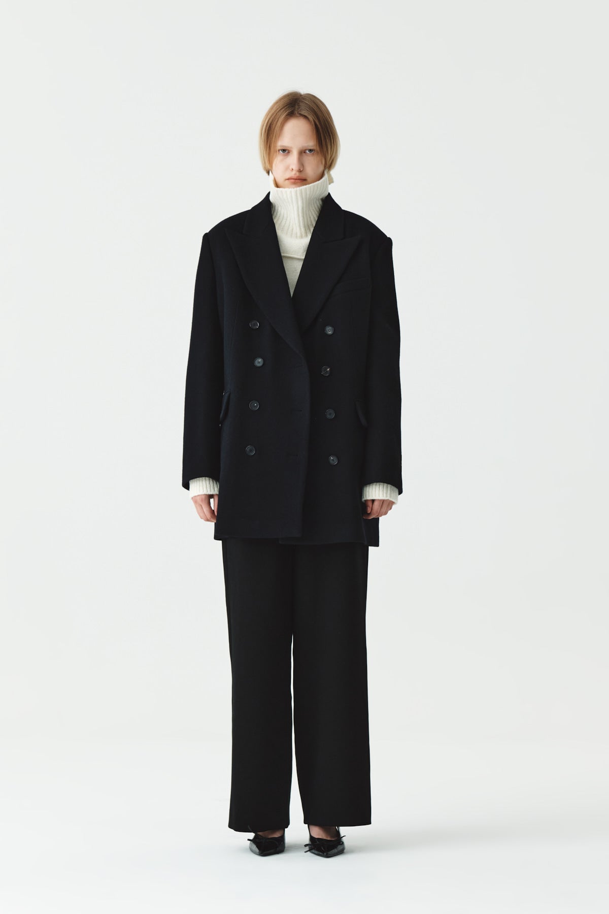 Matinkim Overfit Midi Double Coat IN Navy