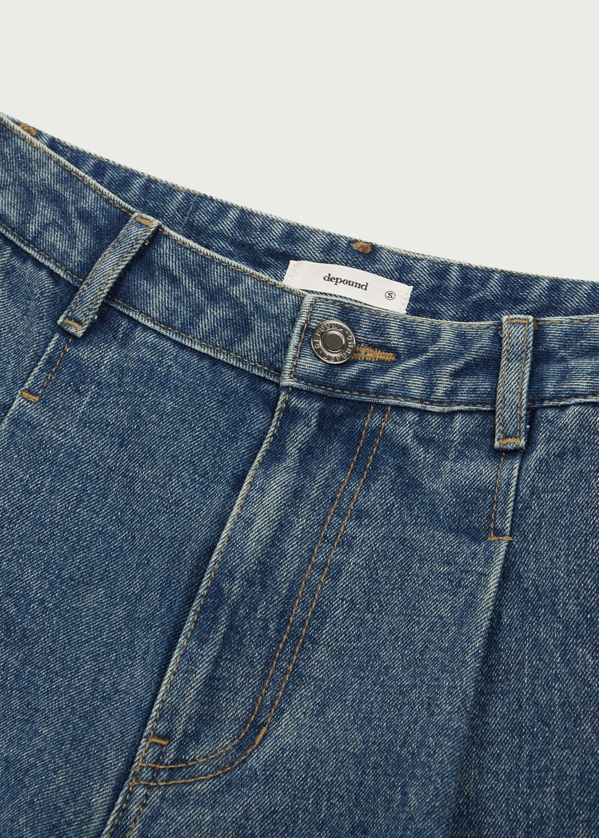 Depound color half denim pants - medium blue