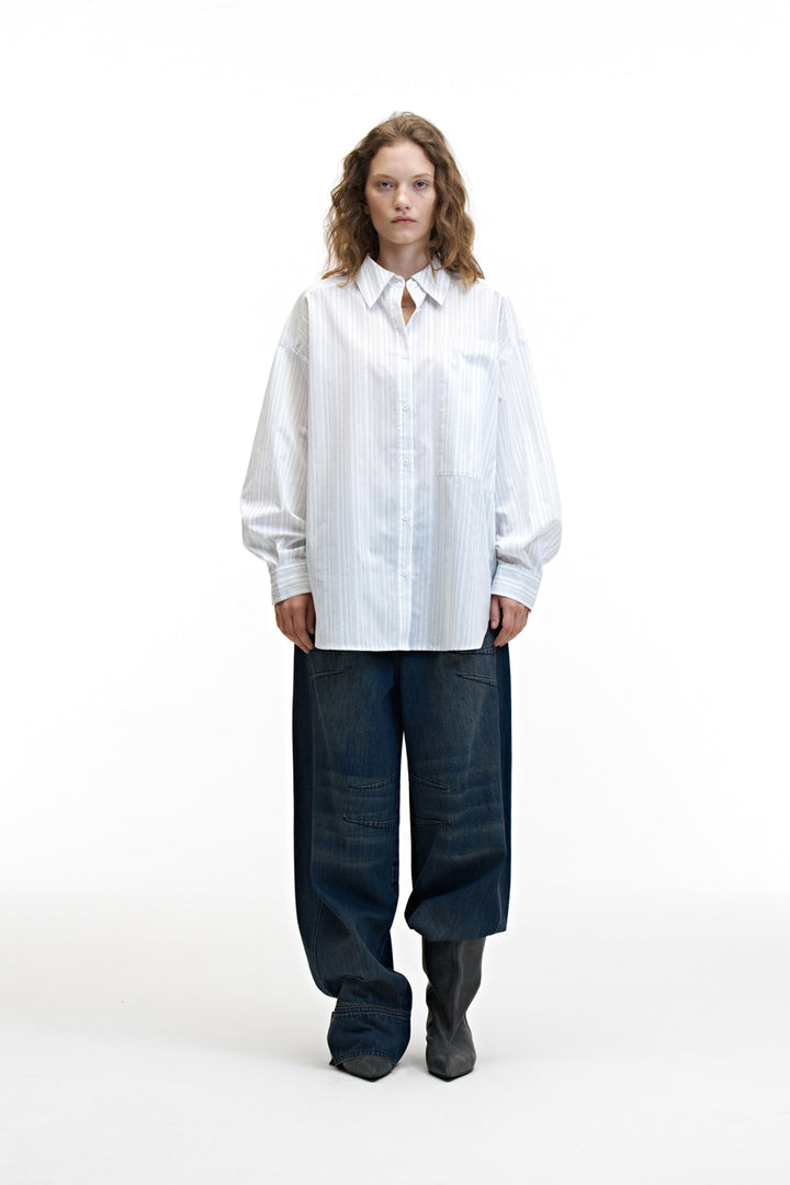 Treemingbird New Multi Tuck Oversized Shirt White