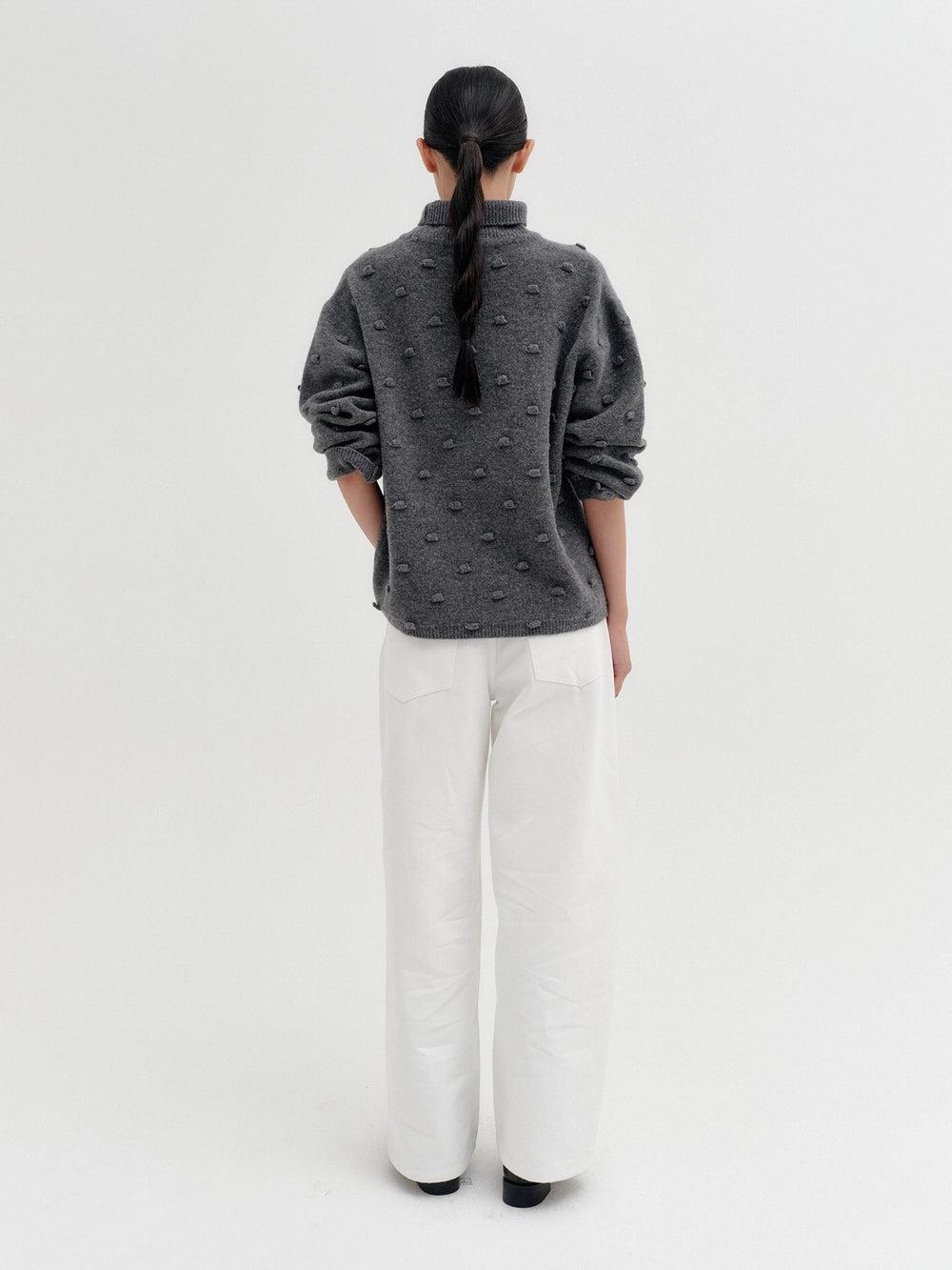 EENK Bubble Knitwear High-Neck Top - Gray