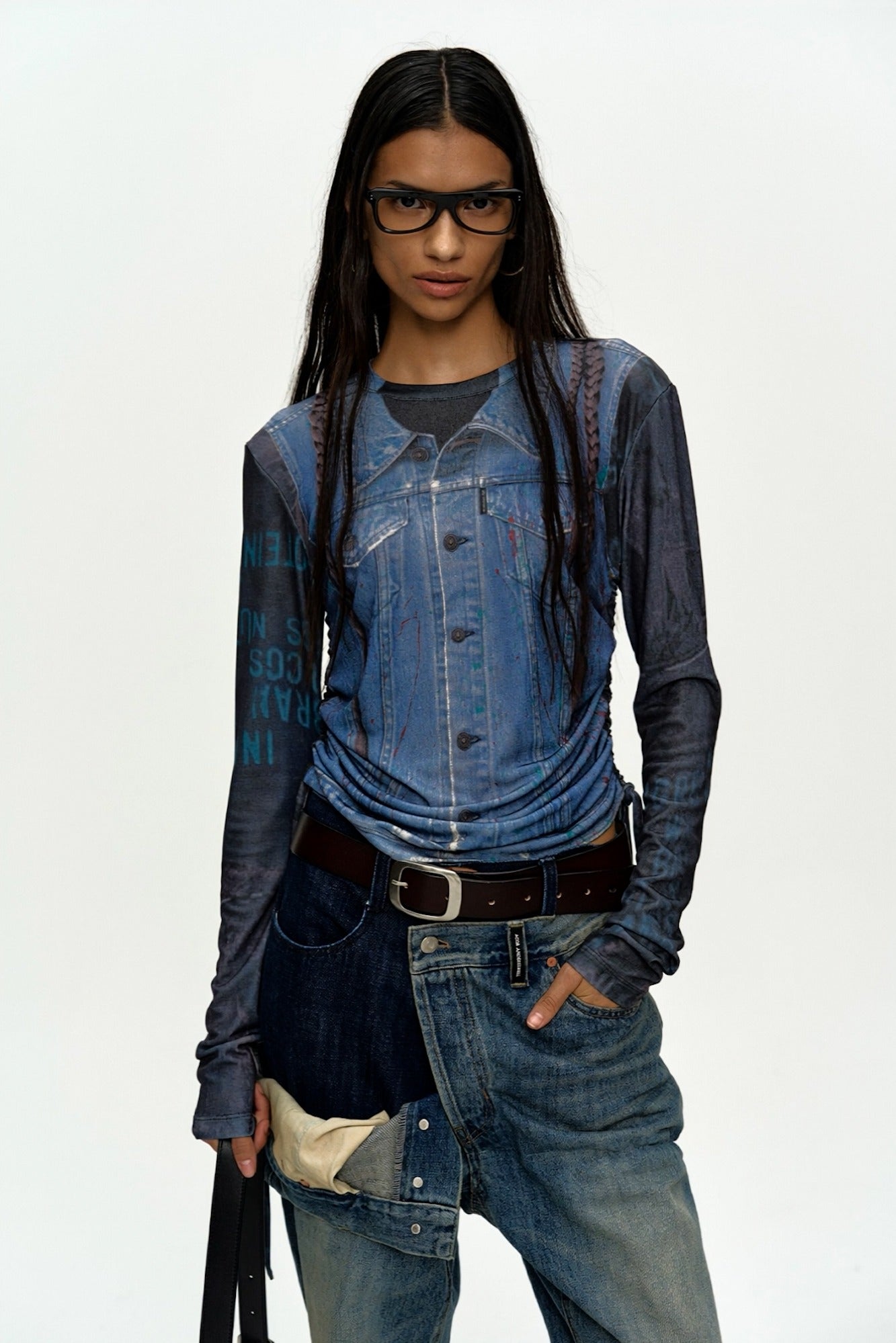 Andersson Bell Denim Collage Printed Top