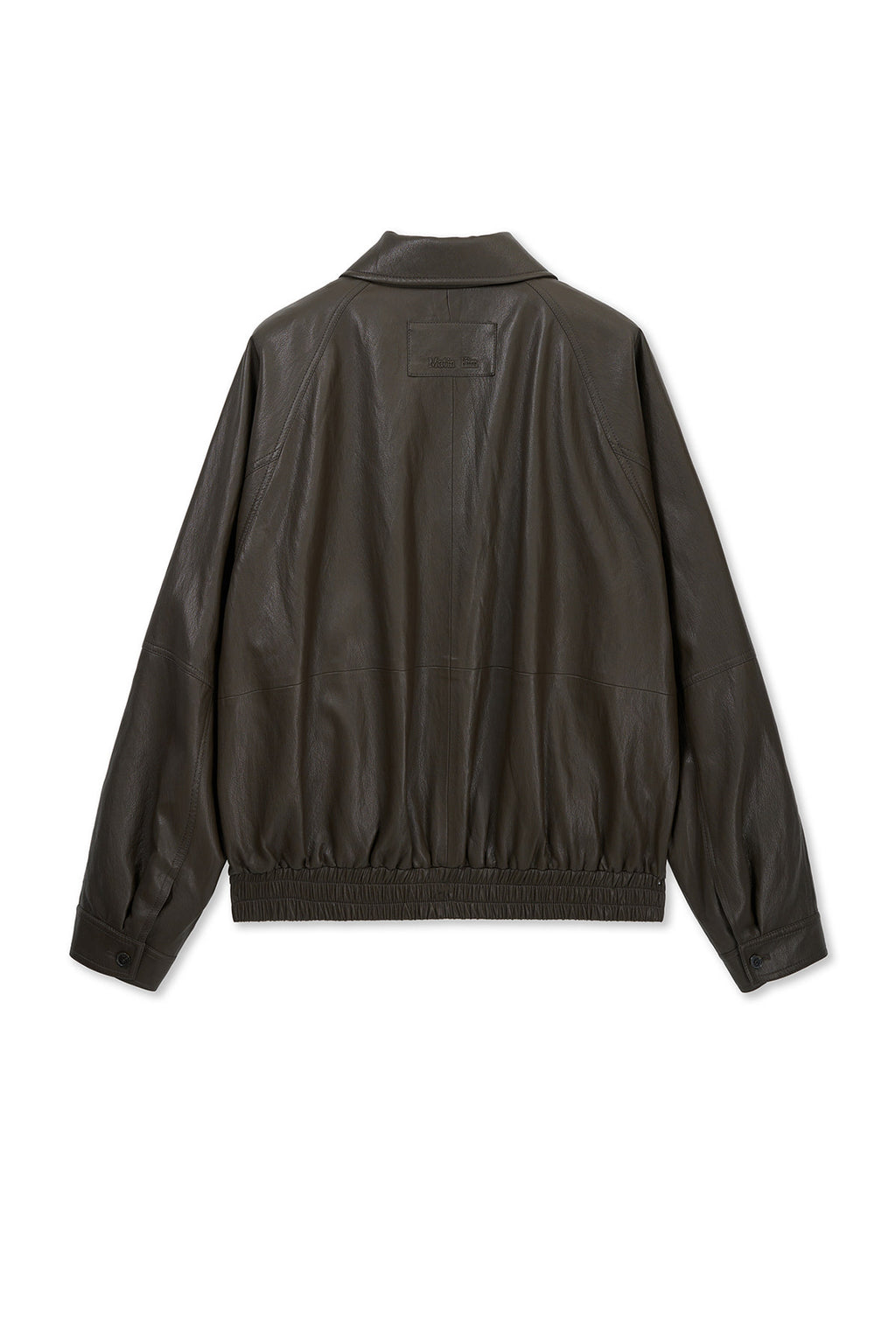 Matinkim Small Logo Faux Leather Zip UP Jumper IN Brown