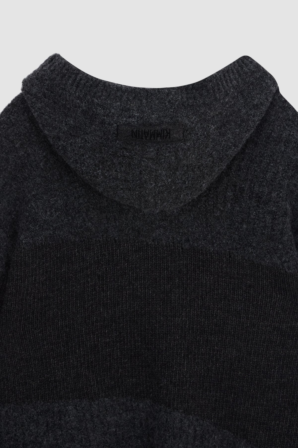 Matinkim Color Mix Unbalance Knit Hoody IN Charcoal