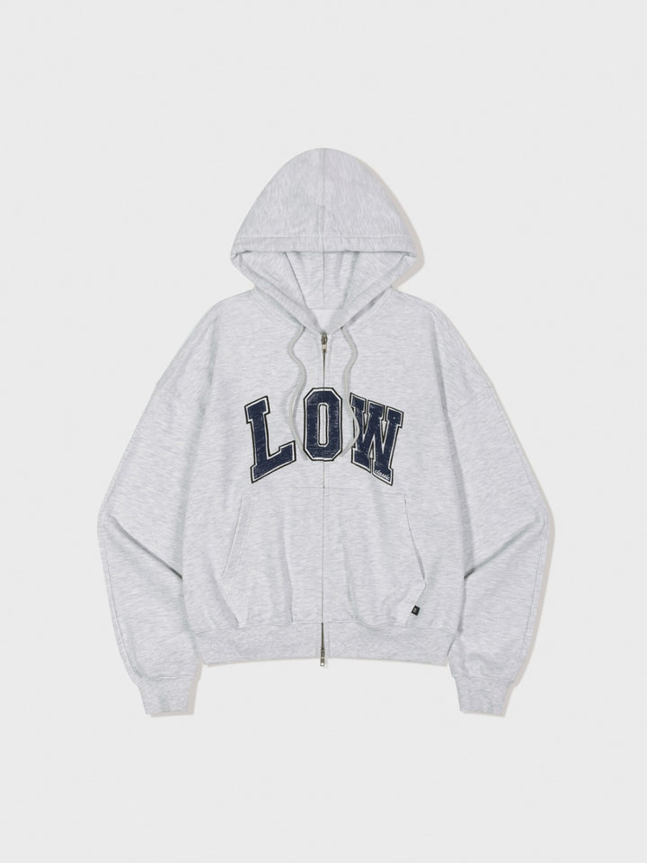Low Classic Low Soft Sweat Zip-Up Hoodie Light Melange Grey