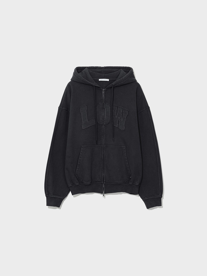 Low Classic Low Washed Zip-Up Hoodie Charcoal - Low Classic