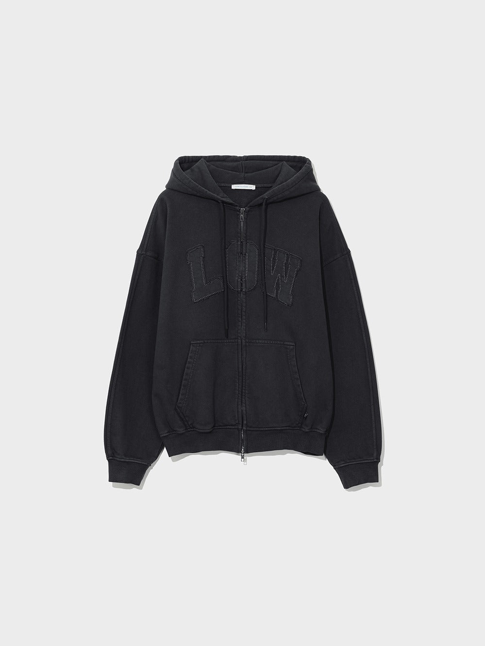 Low Classic Low Washed Zip-Up Hoodie Charcoal