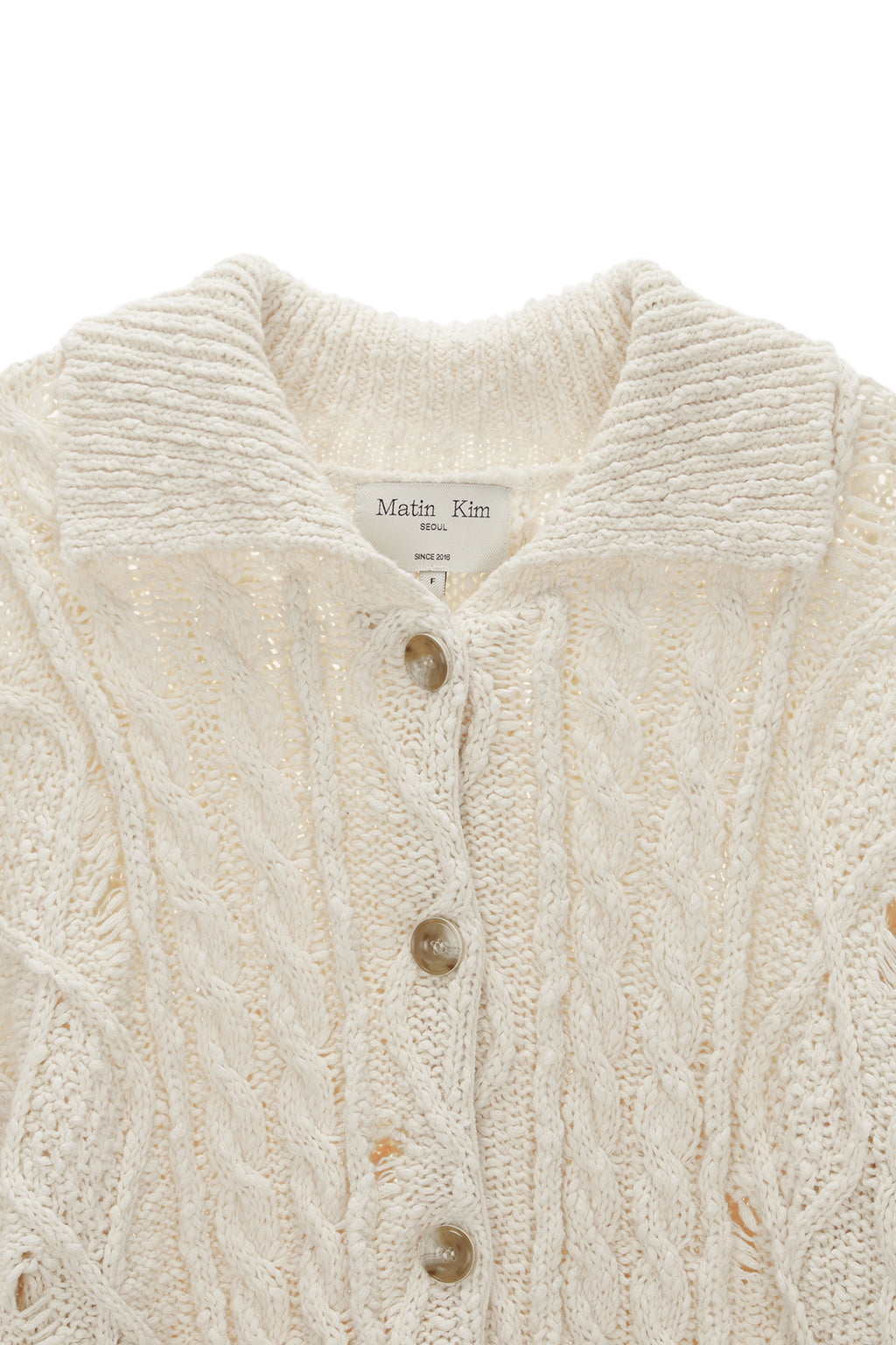 Matinkim Damage Cable Cardigan IN Ivory