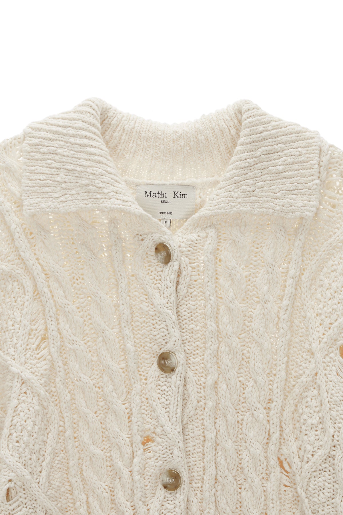 Matinkim Damage Cable Cardigan IN Ivory