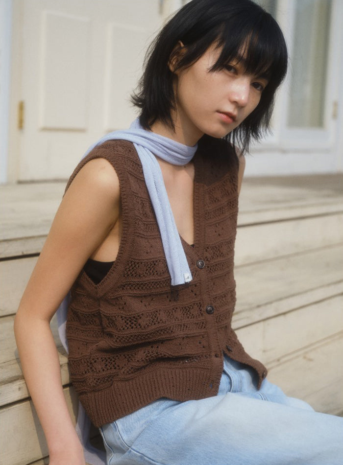 Mango Maniplease Elmo Knit Vest Brown