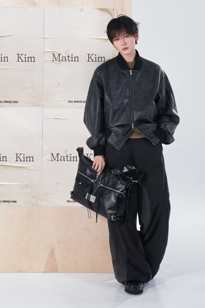Matinkim Waffle Color Block Track Pants IN Black