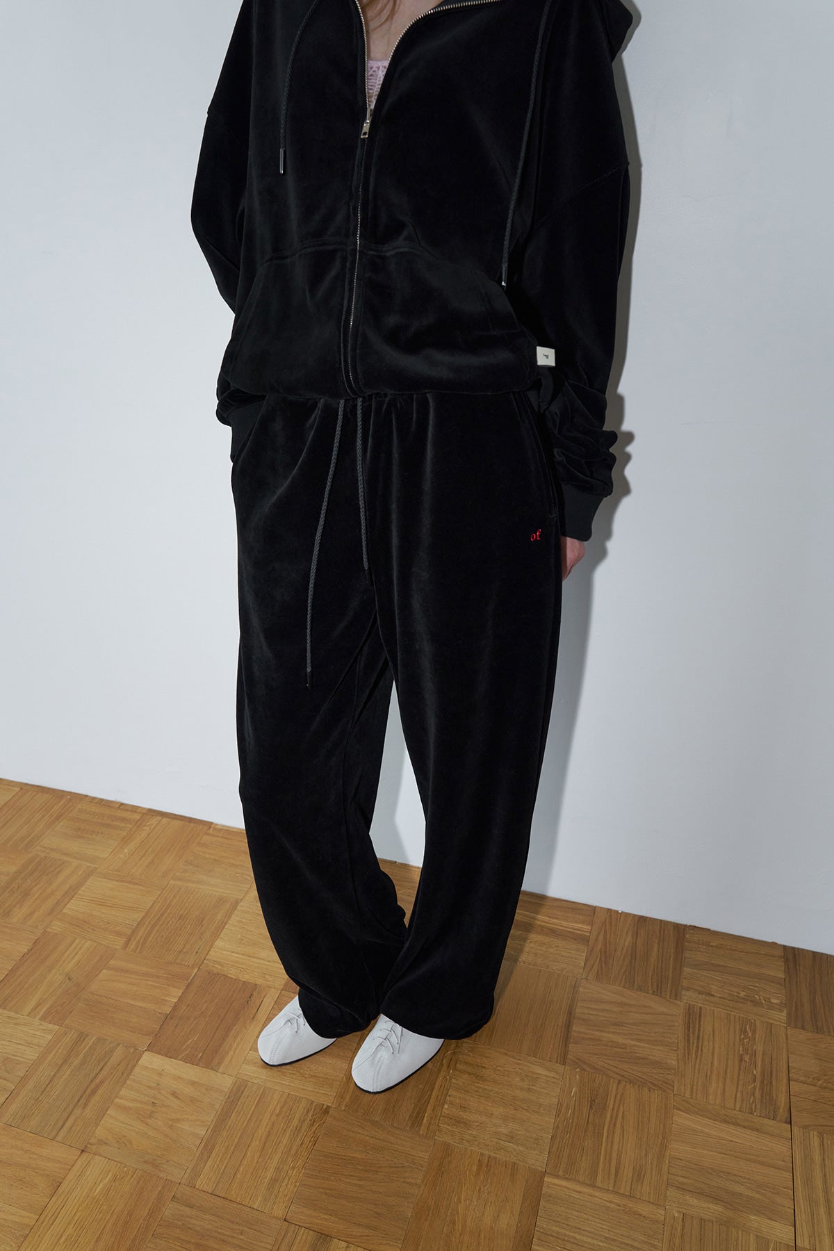 Overdueflair Velvet Banded Wide Pants Black
