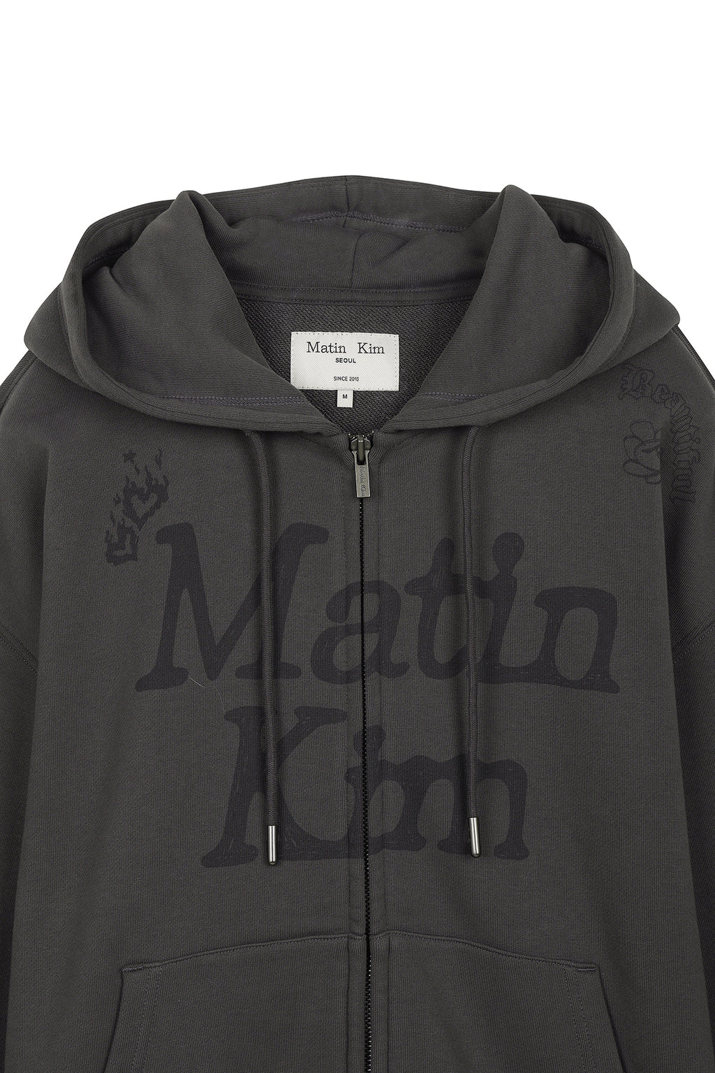 [matinkim] GRAFFITI ARTWORK HOODY ZIP UP IN CHARCOAL