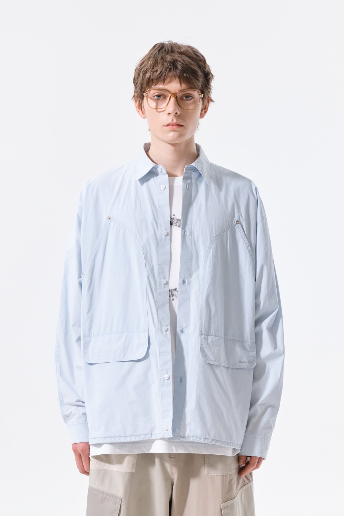 [matinkim] Washed Cotton Drawstring Shirt IN Sky
