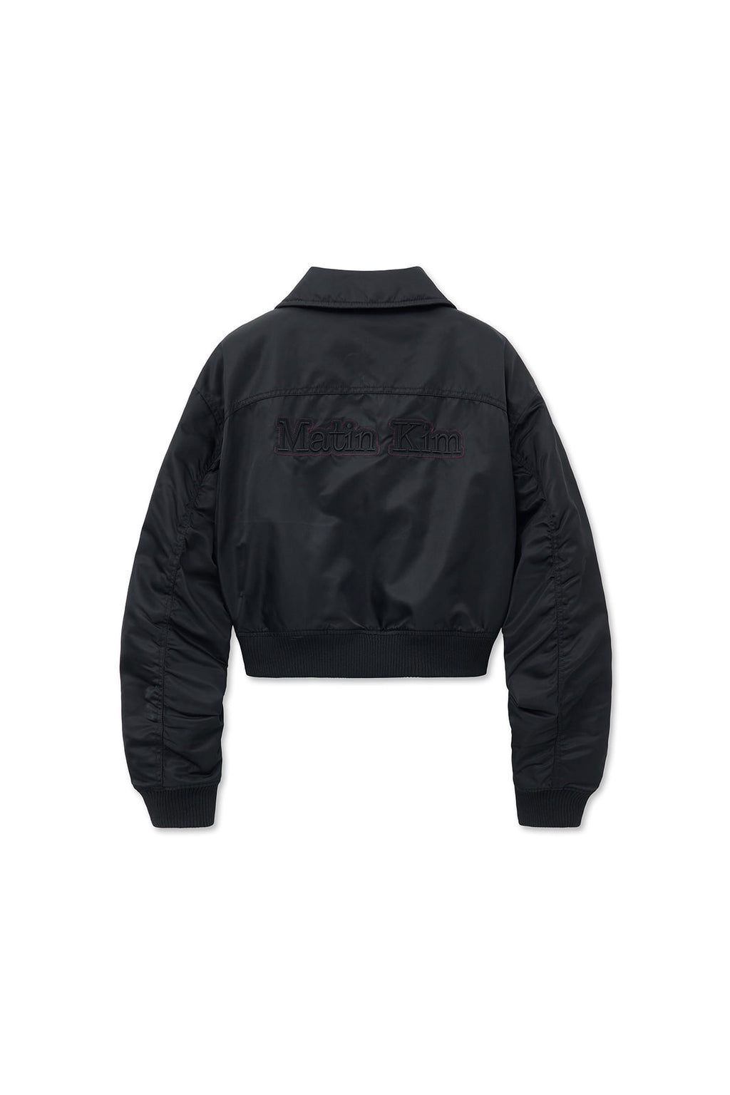 Matinkim Applique Logo Shirring Bomber Jumper For Women IN Black