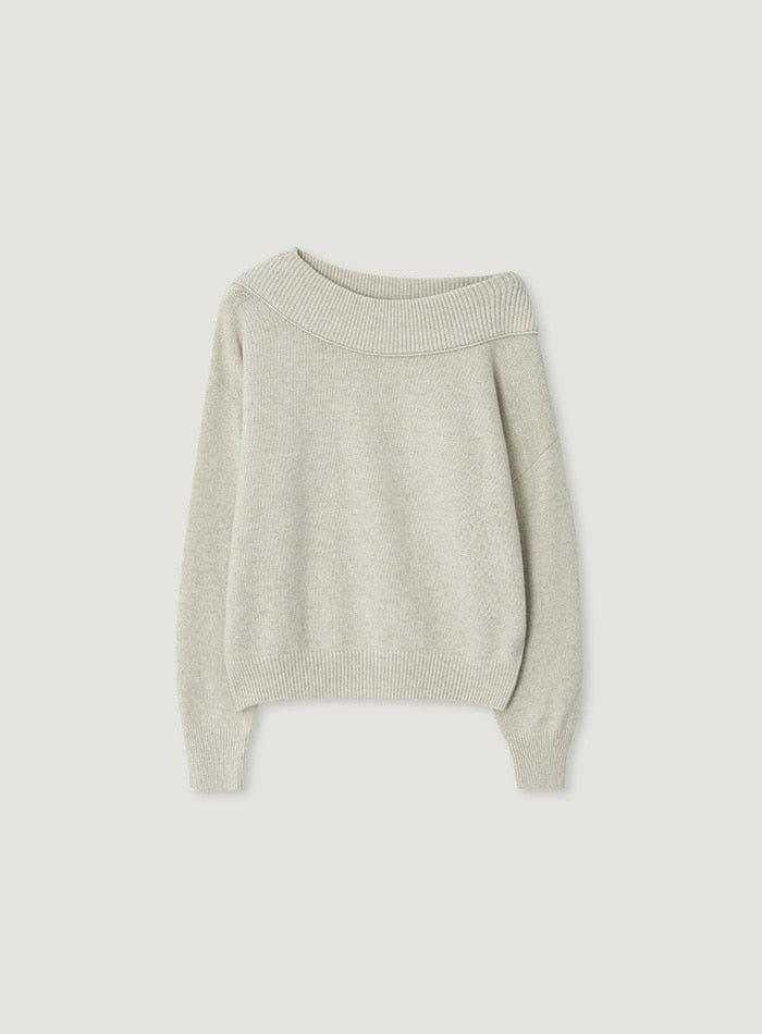 Mango Maniplease Dewy Off Shoulder Knit Oat Cream