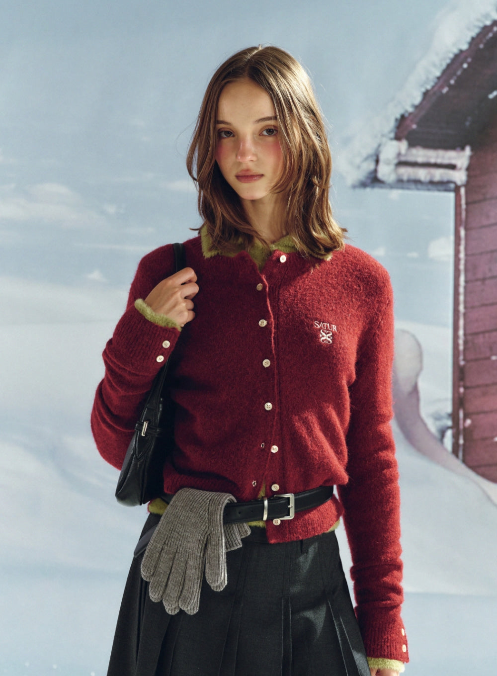 [satur] Classic Knit Gloves - Gray