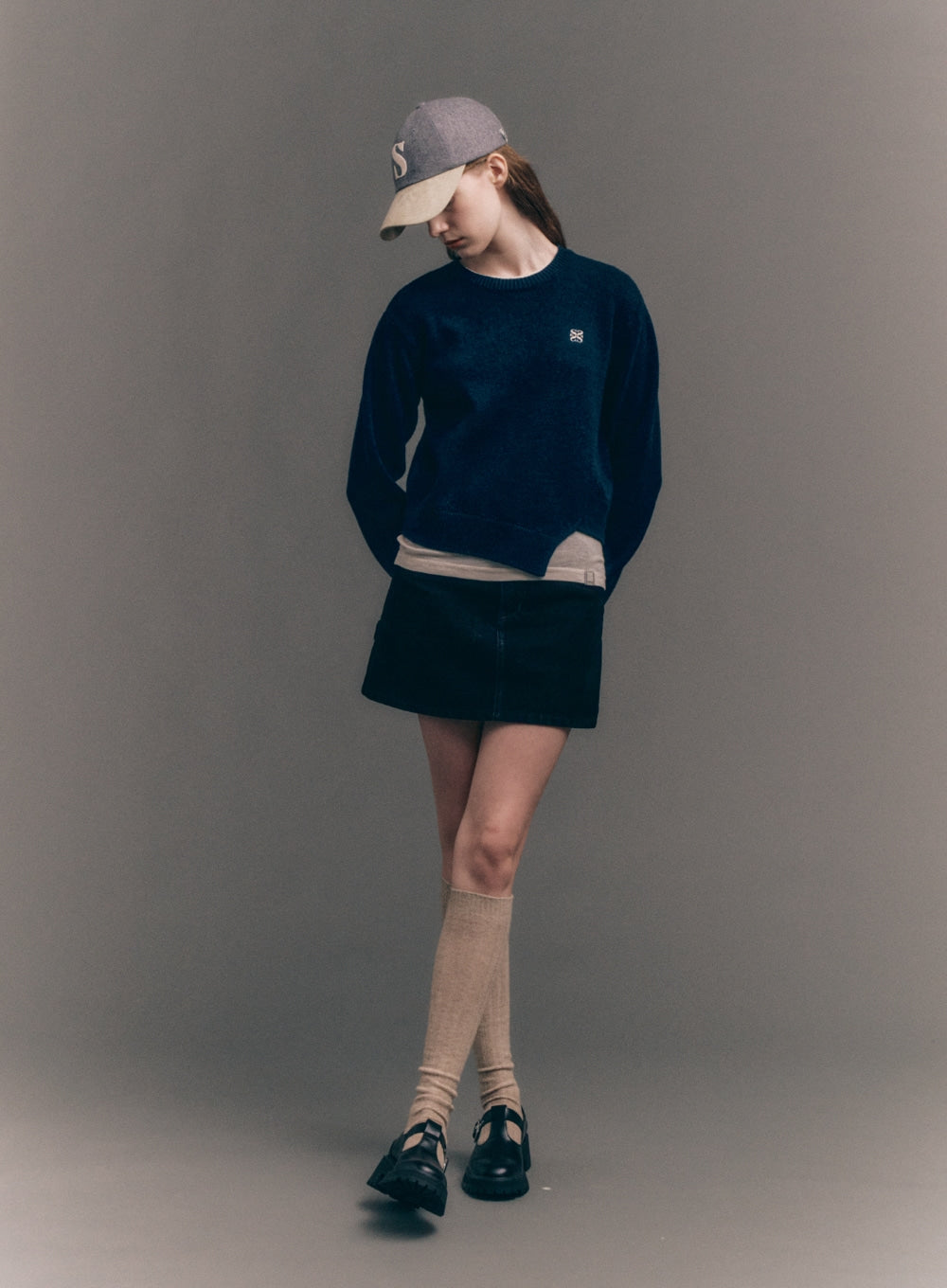 [satur] Wool Faux Suede Casual Ball Cap - Beige