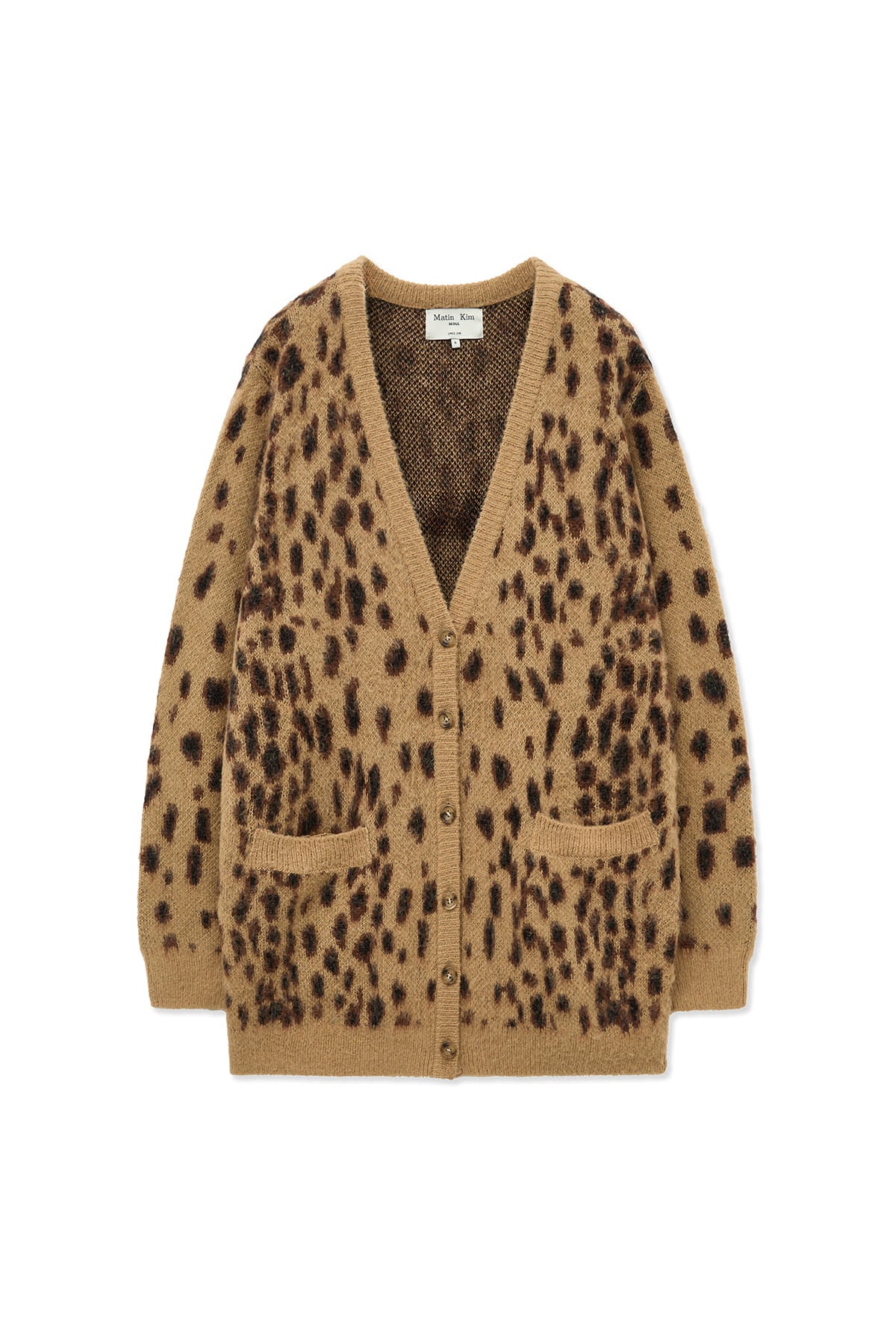 [matinkim] BRUSHED LEOPARD CARDIGAN IN MIX