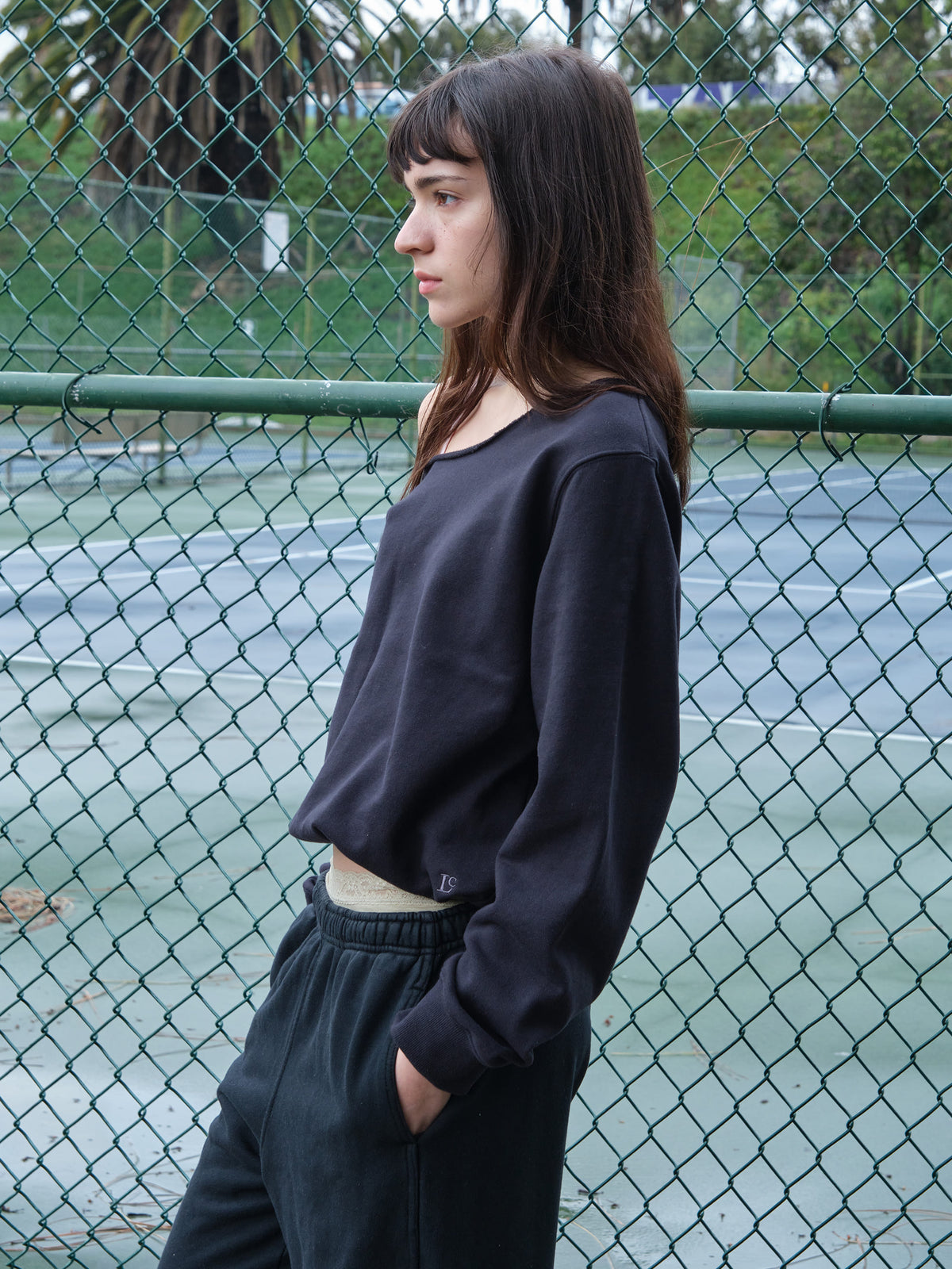 Low Classic Lc Off-Shoulder Sweatshirt Charcoal Navy