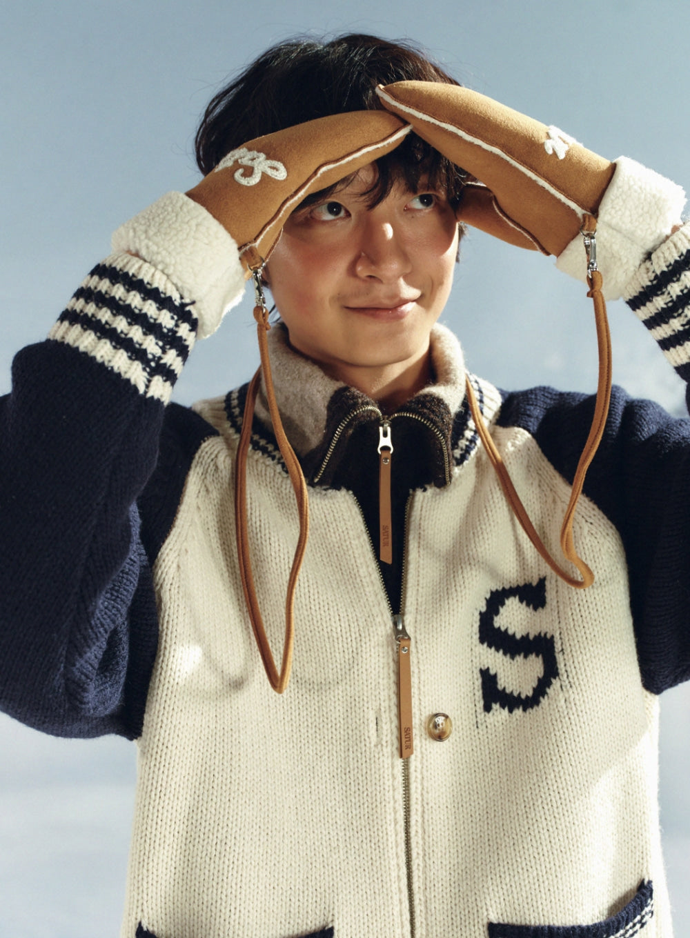 [satur] Shearling Gloves - Brown