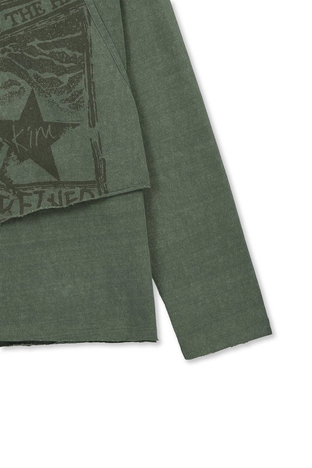 [matinkim] VINTAGE GRAPHIC LAYERED TOP IN KHAKI