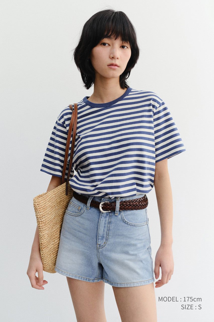Dunst Unisex Striped T-Shirt Blue Ivory