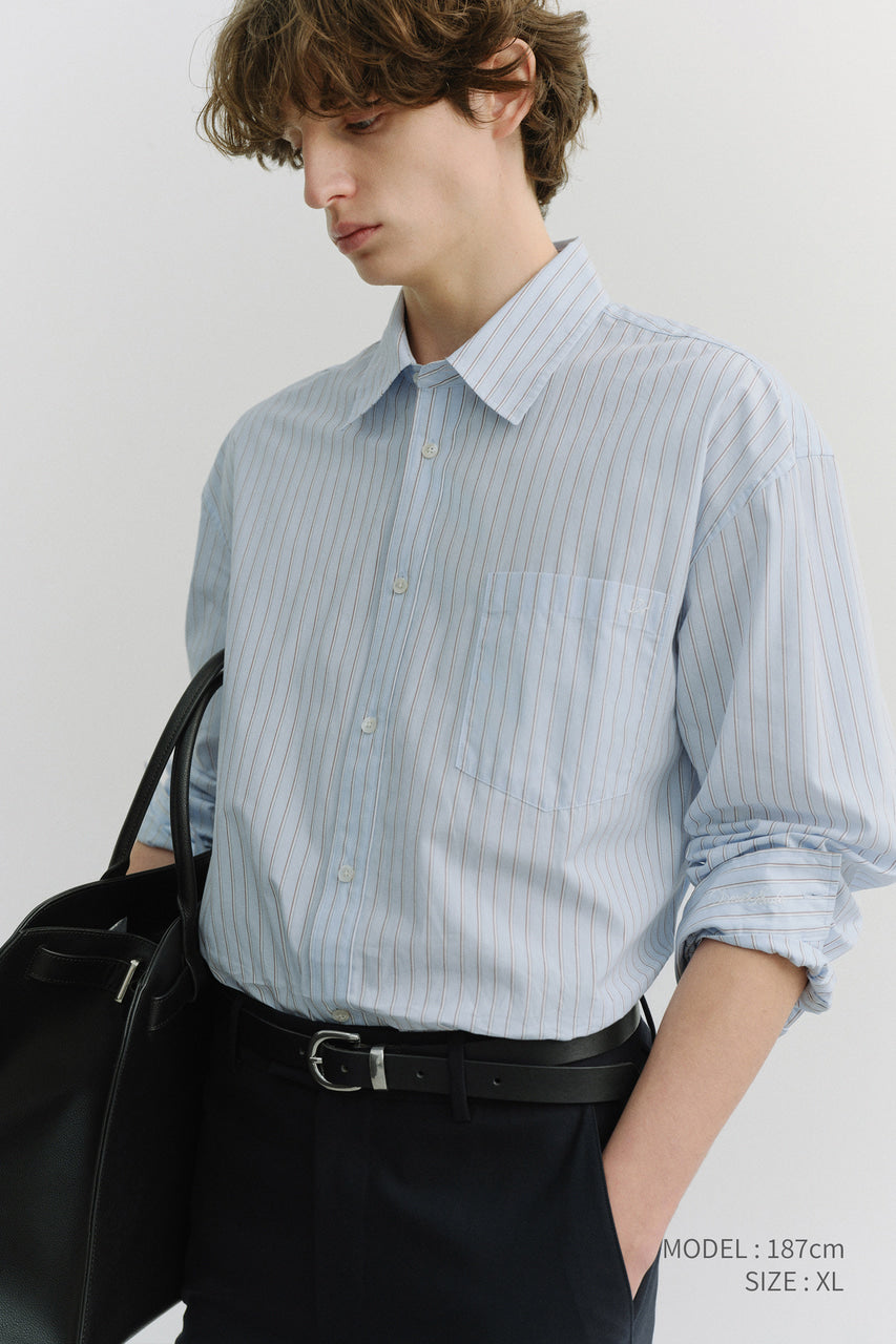Dunst Unisex Oversized Striped Shirt Sky Blue Stripe