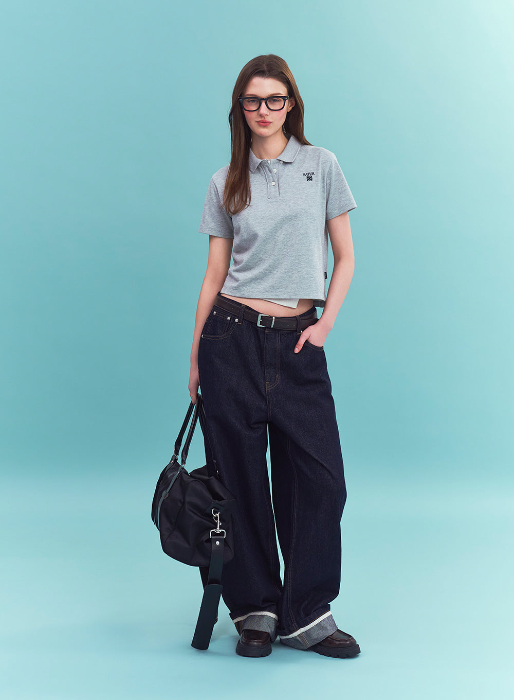 Satur (W) Loren Pique Polo T-Shirt - Melange Gray