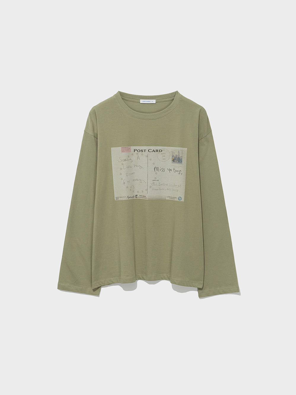 Low Classic Postcard Long Sleeve Tee Olive Khaki
