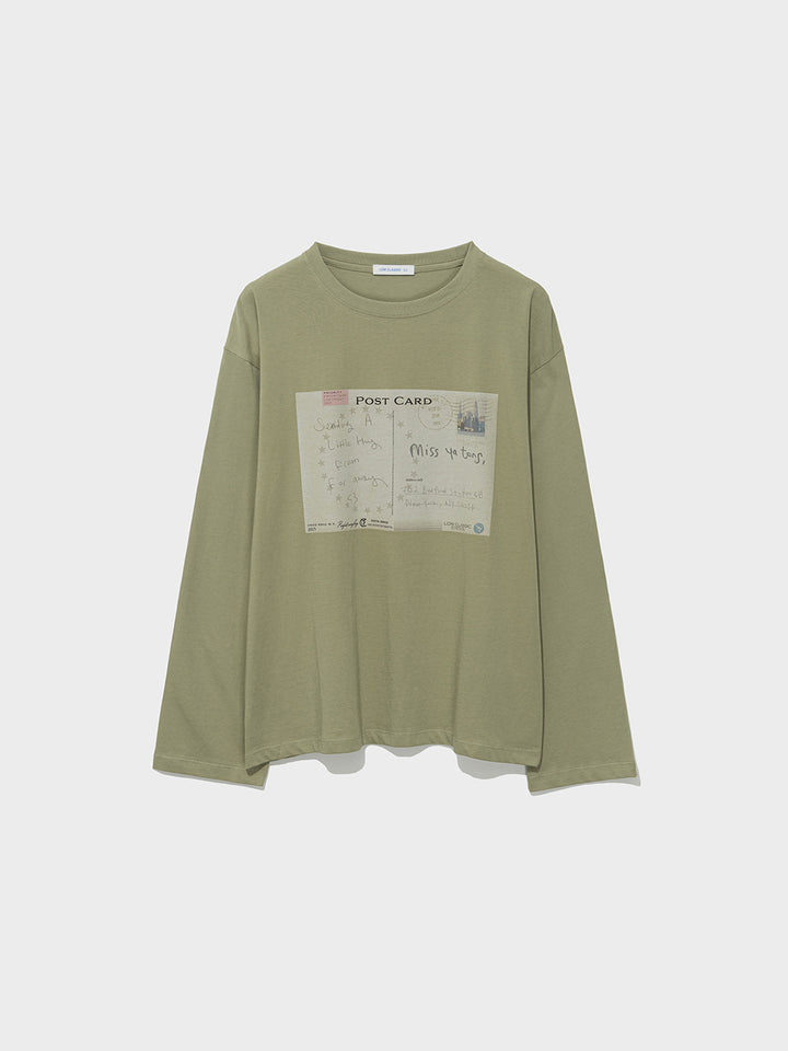 Low Classic Postcard Long Sleeve Tee Olive Khaki