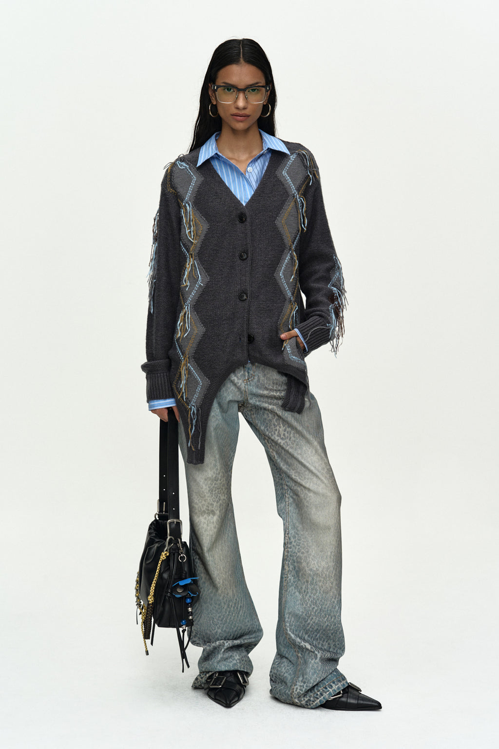 Andersson Bell Leopard Fade Denim Printed Bootscut Jeans